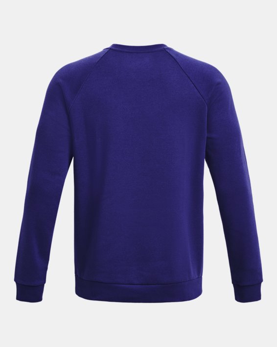 เสื้อคอกลม UA Rival Fleece สำหรับผู้ชาย in Blue image number 5